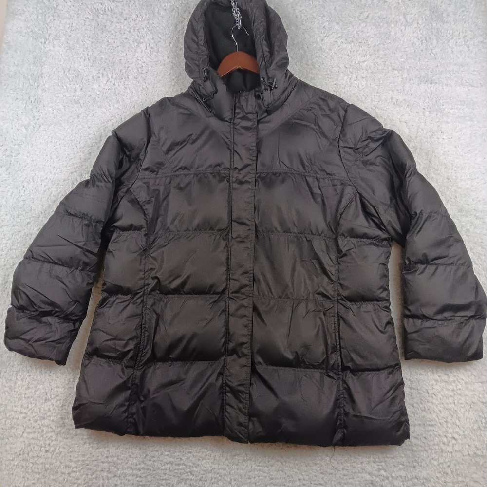 Faded Glory Puffer Jacket Woman 3X Black Hooded Fleece Lined FGOW44326